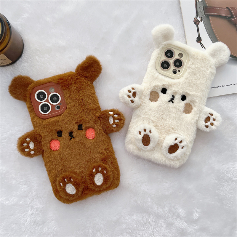 Phone Cases For Iphone 12 Pro Max - Koreanische 3D Cartoon Bär Flauschige Plüsch