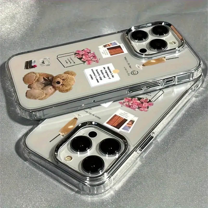 Phone Cases Like Loopy - Collage Teddybär Rose Blume Foto Handyhülle