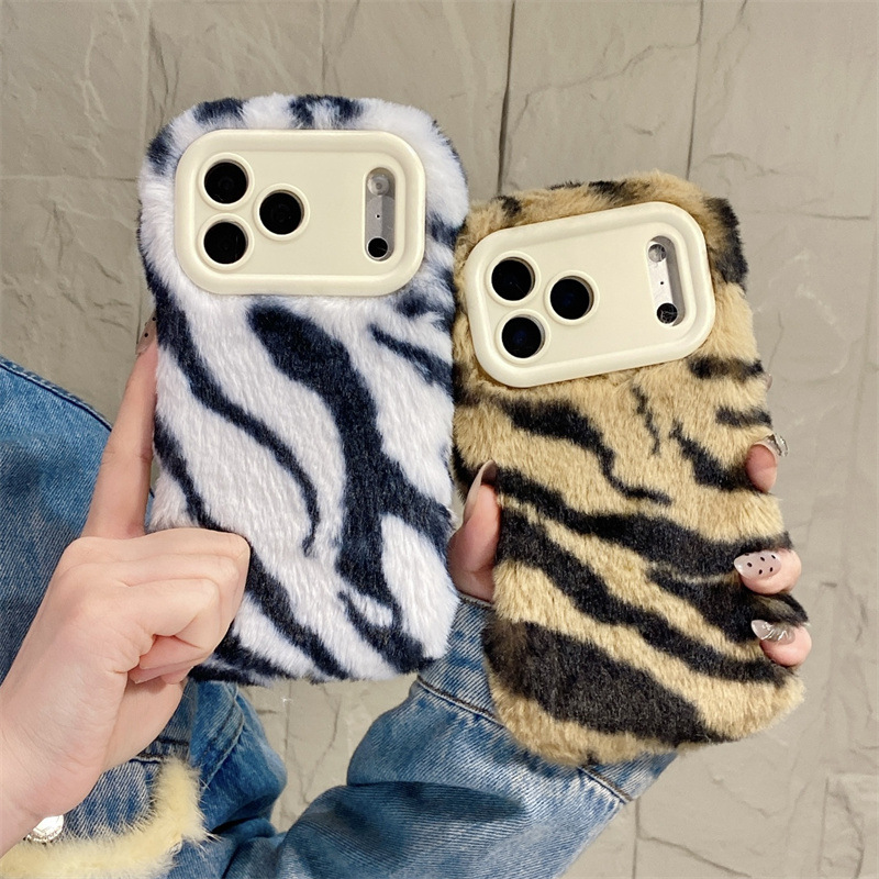 Phone Cases For Iphone 12 Pro Max - Luxuriöse Zebra-Muster Flauschige Plüsch-Handyhülle für iPhone