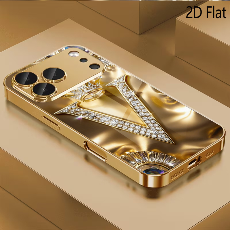Phone Cases With Camera Cover - letterV Print Gemustertes Panzerglas-Design für iPhone