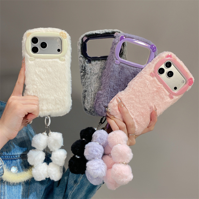 Phone Cases For Iphone 12 Pro Max - Luxuriöse Einfarbige Flauschige Plüsch-Handyhülle für iPhone