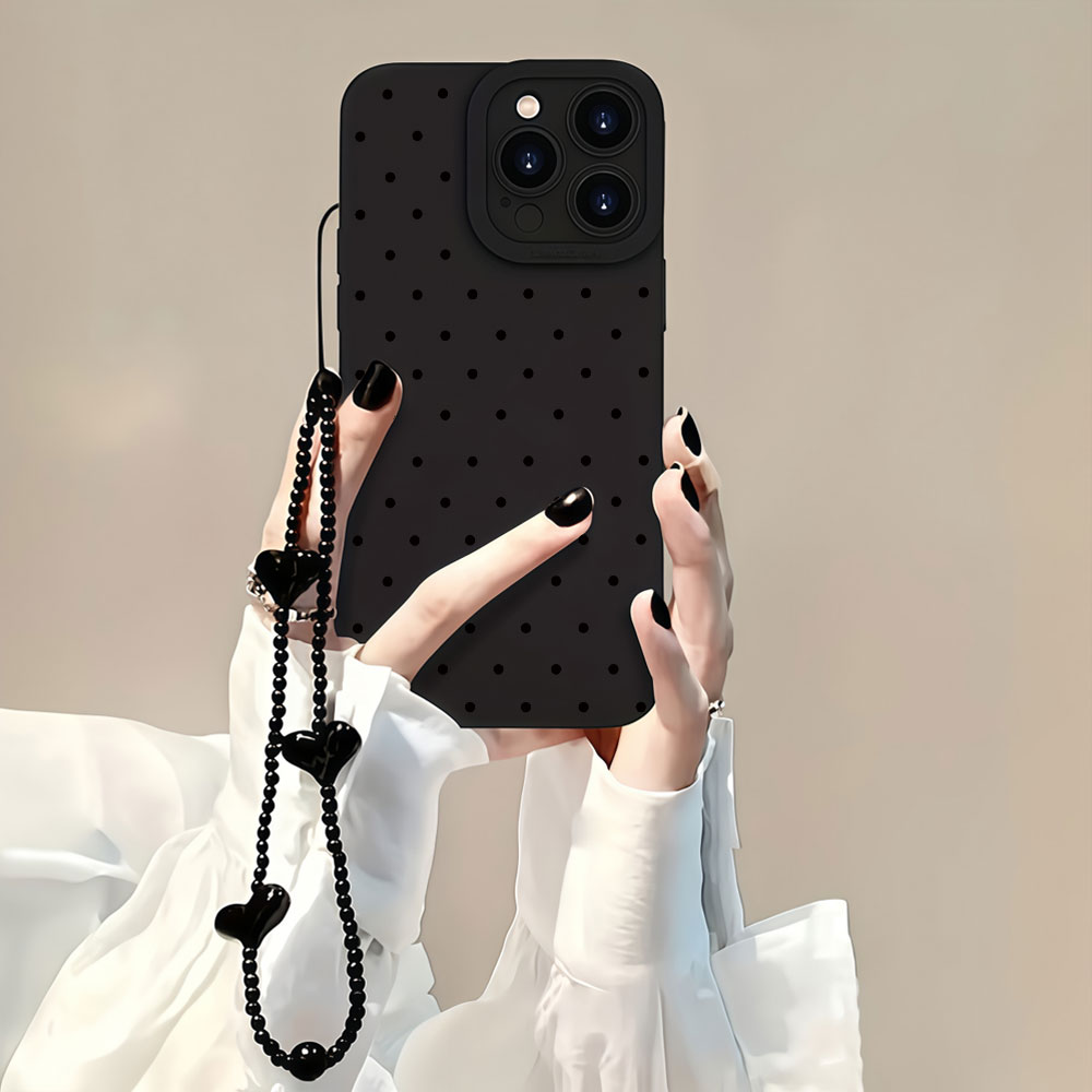 Phone Cases With Camera Cover - Minimalistische Handyhülle mit schwarzen Punkten für