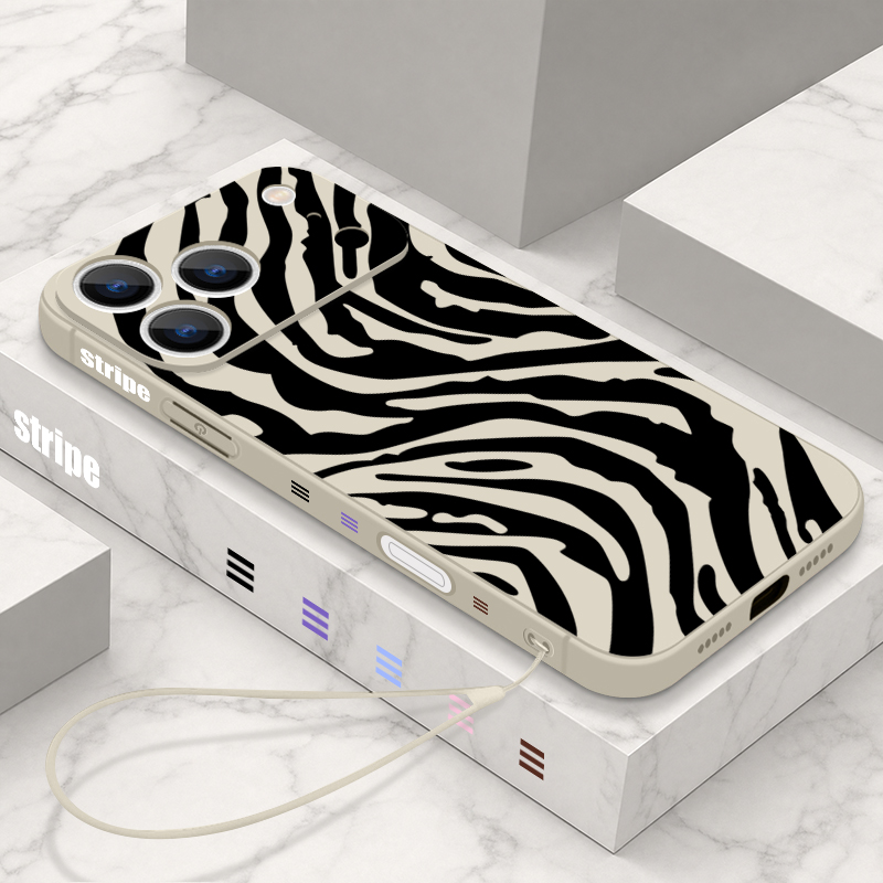 Phone Cases Zebra - Zebra-Muster-Silikon-Handyhülle mit Lanyard für iPhone 17e