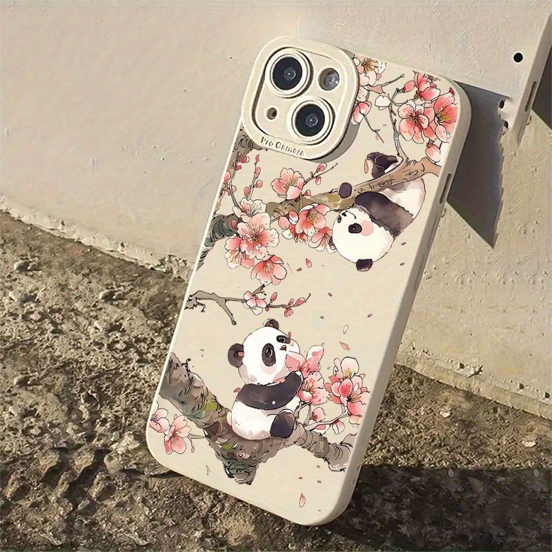 Phone Cases With Camera Cover - Kawaii Panda Sakura Kamera-Stoßfänger Handyhülle für
