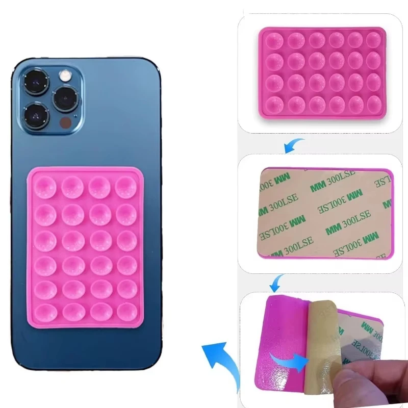 Phone Cases Rubber - Multifunktionaler Handy-Silikon-Saugnapf, 24 quadratische, einseitige Handyhülle,